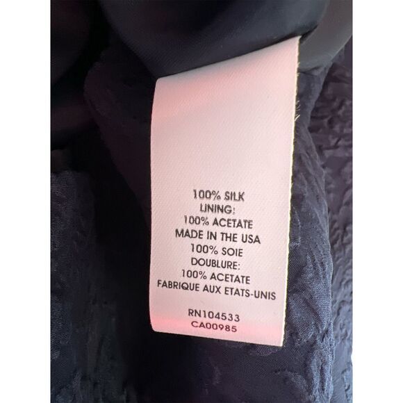 Nanette Lepore Navy Blue Floral Peplum Waist Silk Dress Women’s Size 12 - Picture 6 of 6